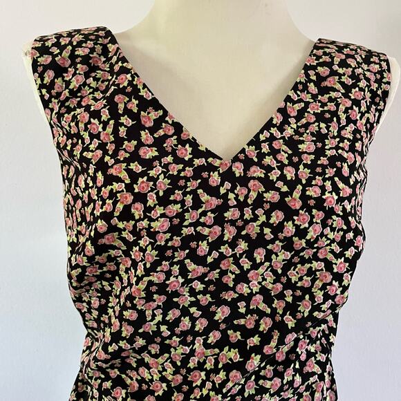 Vtg Y2K 2000s Ditsy Floral Print V Neck Maxi Dress Plus Sz 20W Cottagecore - Picture 4 of 10
